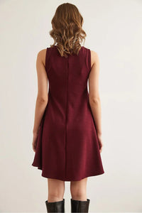 Crew Neck Flared Crepe Knit Dress