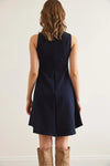 Crew Neck Flared Crepe Knit Dress