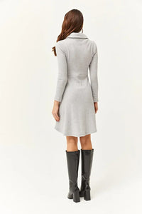 Polo Collar Buttoned Mini Flared Dress