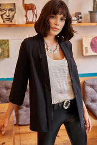 Satin Shawl-Collar Blazer