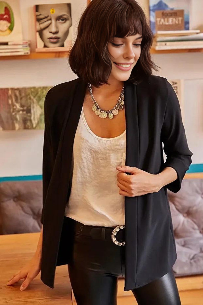 Satin Shawl-Collar Blazer