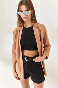 Satin Shawl-Collar Blazer