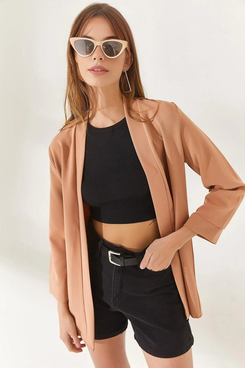 Satin Shawl-Collar Blazer