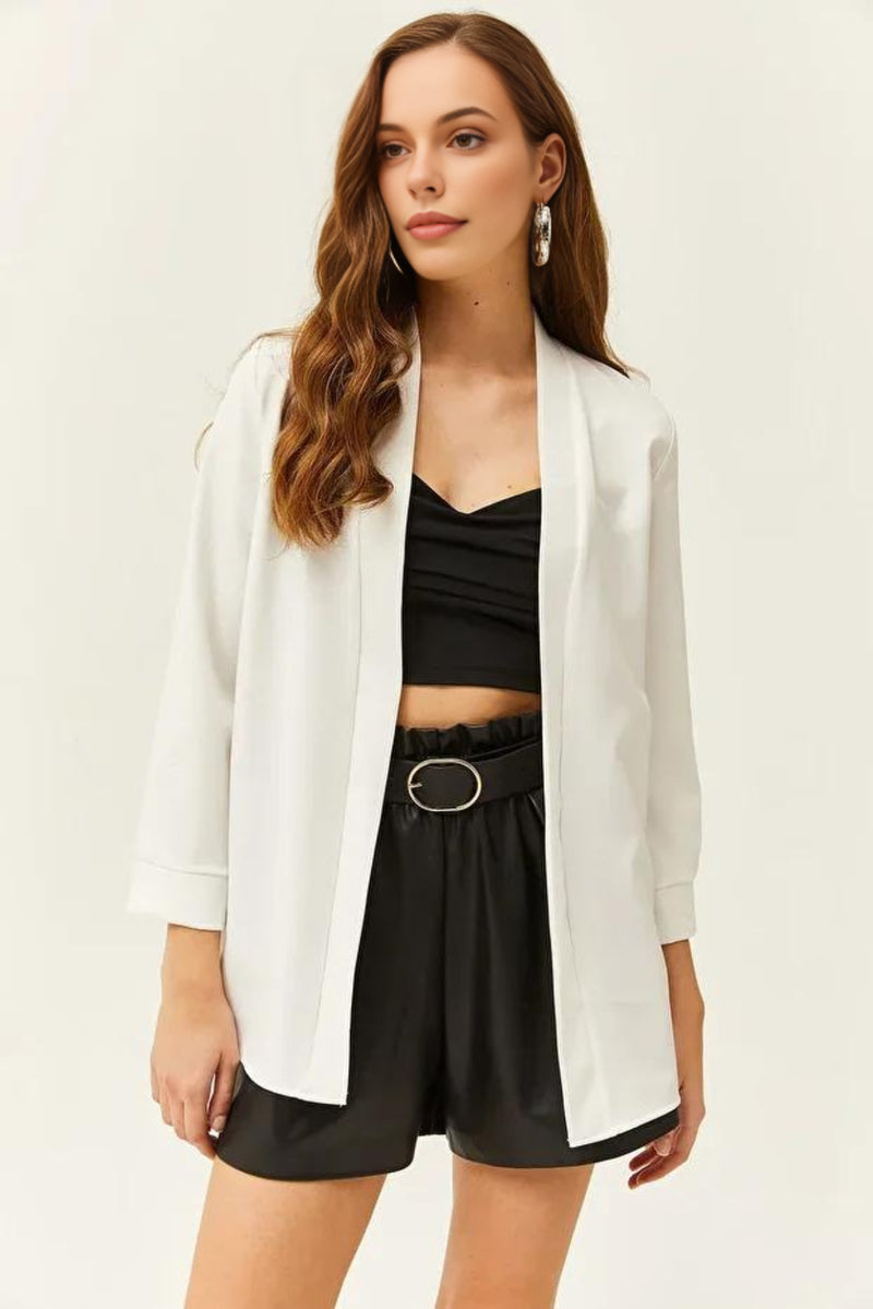 Satin Shawl-Collar Blazer