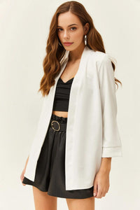 Satin Shawl-Collar Blazer
