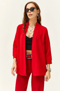 Satin Shawl-Collar Blazer