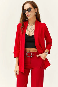 Satin Shawl-Collar Blazer