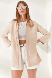 Satin Shawl-Collar Blazer