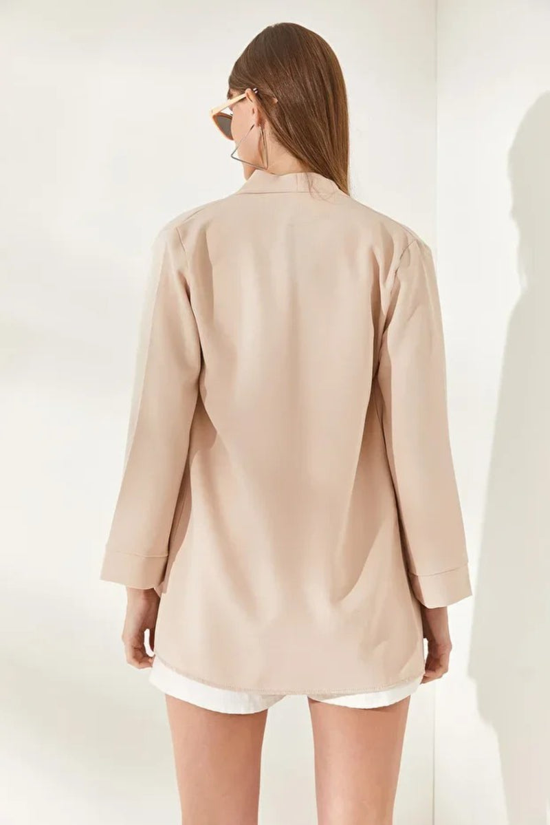 Satin Shawl-Collar Blazer