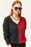 Color-Block Brushed Oversized Blouse