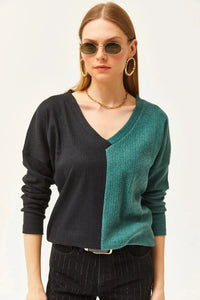 Color-Block Brushed Oversized Blouse