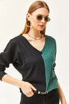 Color-Block Brushed Oversized Blouse