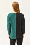 Color-Block Brushed Oversized Blouse