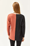 Color-Block Brushed Oversized Blouse
