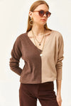 Color-Block Brushed Oversized Blouse