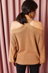 Cross-Neck Knit Sweater