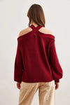 Cross-Neck Knit Sweater