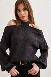 Cross-Neck Knit Sweater