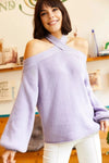 Cross-Neck Knit Sweater