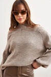 Cross-Neck Knit Sweater