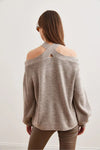 Cross-Neck Knit Sweater