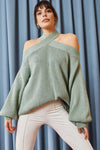 Cross-Neck Knit Sweater