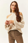 Cross-Neck Knit Sweater
