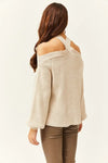 Cross-Neck Knit Sweater