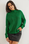 High-Neck Cable Knit Sweater