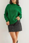 High-Neck Cable Knit Sweater
