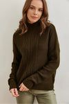 High-Neck Cable Knit Sweater