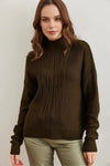 High-Neck Cable Knit Sweater