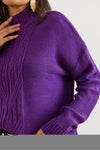 High-Neck Cable Knit Sweater
