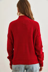 High-Neck Cable Knit Sweater