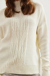 High-Neck Cable Knit Sweater
