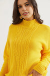 High-Neck Cable Knit Sweater