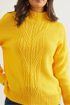 High-Neck Cable Knit Sweater