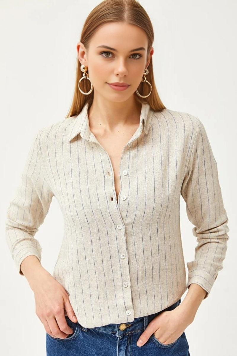 Striped Linen-Blend Shirt
