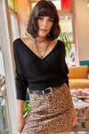 Front and Back V-Neck Cropped Knit Sweater