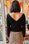 Front and Back V-Neck Cropped Knit Sweater