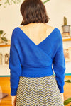 Front and Back V-Neck Cropped Knit Sweater