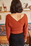 Front and Back V-Neck Cropped Knit Sweater