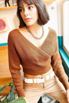 Front and Back V-Neck Cropped Knit Sweater