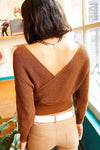 Front and Back V-Neck Cropped Knit Sweater