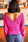Front and Back V-Neck Cropped Knit Sweater