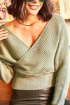 Front and Back V-Neck Cropped Knit Sweater