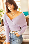 Front and Back V-Neck Cropped Knit Sweater