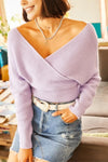 Front and Back V-Neck Cropped Knit Sweater