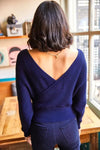 Front and Back V-Neck Cropped Knit Sweater