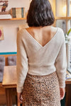 Front and Back V-Neck Cropped Knit Sweater